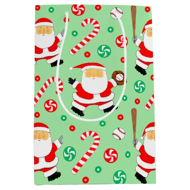 Mediana Bolsa de Regalo Mediano para Navidades de Béisbol (Anverso)