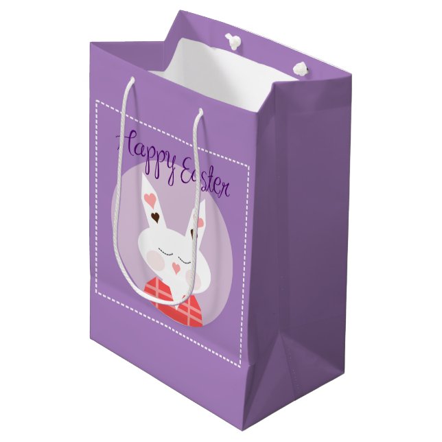 Mediana Bolsa de regalo medio de conejo de Pascua Feliz (Angulo Anverso)