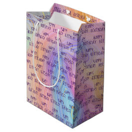 Mediana Bolsa de regalo medio de cumpleaños Pastel Rainbow