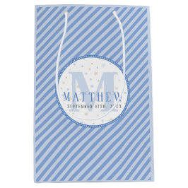Mediana Bolsa de regalo medio monograma Baby Boy Blue