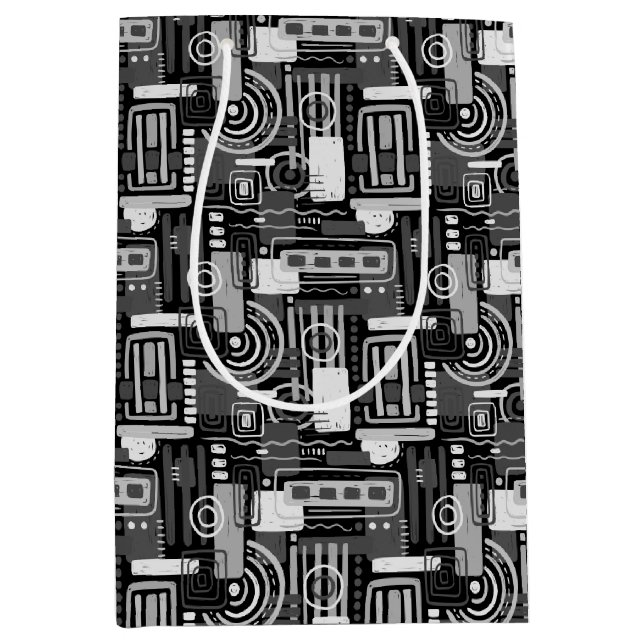 Mediana Bolsa de regalo monocroma abstracta (Anverso)
