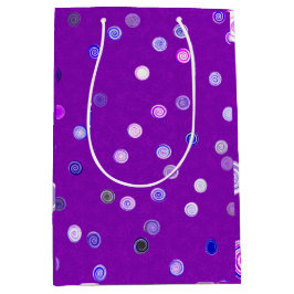 Mediana Bolsa de regalo morada con espirales de lunares re