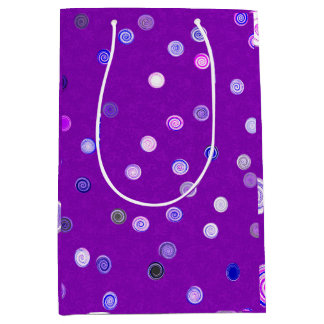 Mediana Bolsa de Regalo Morada de Lunares Giratorios