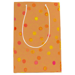 Mediana Bolsa de regalo naranja con espirales de lunares r