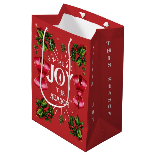Mediana Bolsa de Regalo Navideña 'Spread Joy This Season' (Angulo Anverso)
