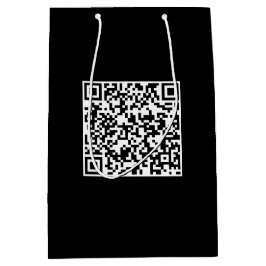 Mediana Bolsa de regalo negra personalizada con código QR 