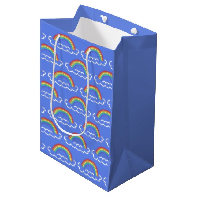 Mediana Bolsa de regalo Neon Rainbows (Denim Blue) (Angulo Anverso)