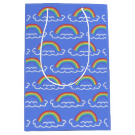 Mediana Bolsa de regalo Neon Rainbows (Denim Blue)