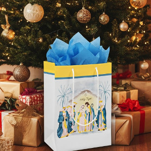Mediana Bolsa de regalo "Noche santa" de natividad dorada