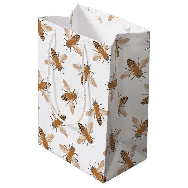 Mediana Bolsa de regalo para abejas dibujadas a mano (Angulo reverso)