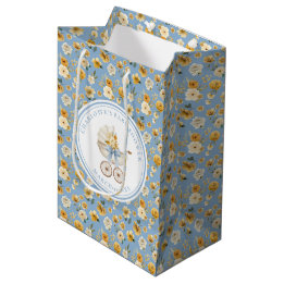 Mediana Bolsa de regalo para baby shower con flores en car