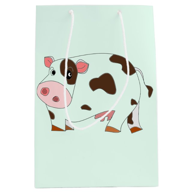 Mediana Bolsa de regalo para bebé con vaca pequeña (Anverso)