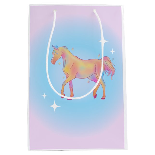 Mediana bolsa de regalo para caballos de arco iris (Anverso)