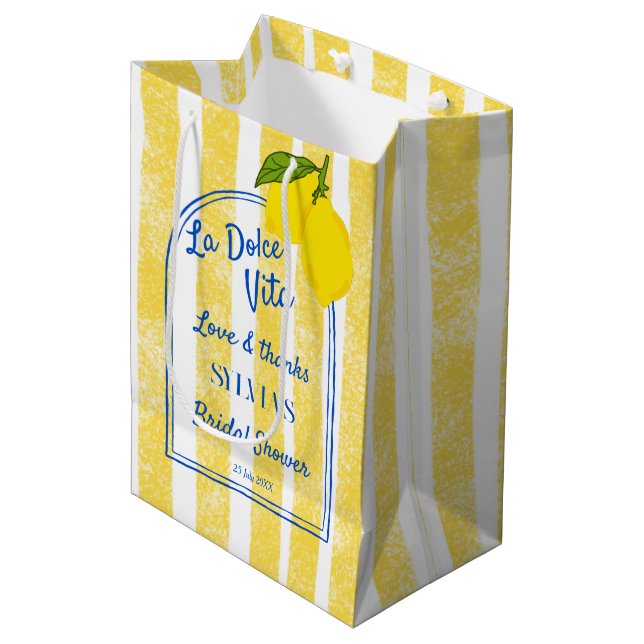 Mediana Bolsa de regalo para despedida de soltera con raya (Angulo Anverso)