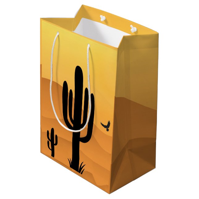 Mediana Bolsa de regalo para el diseño de Cactus en el des (Angulo reverso)