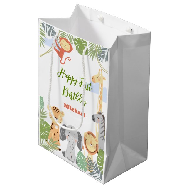 Mediana Bolsa de regalo para el primer cumpleaños con anim (Angulo Anverso)