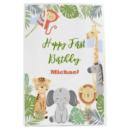 Mediana Bolsa de regalo para el primer cumpleaños con anim