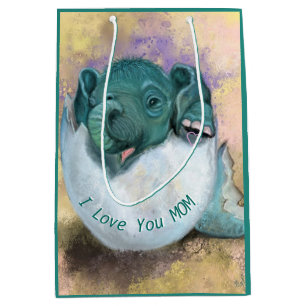 Mediana Bolsa de regalo para elefantes bebés Te amo mamá -