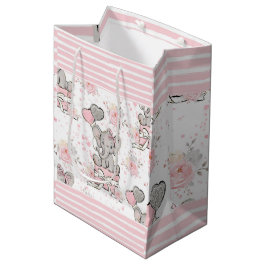 Mediana Bolsa de regalo para elefantes de espuma rosa