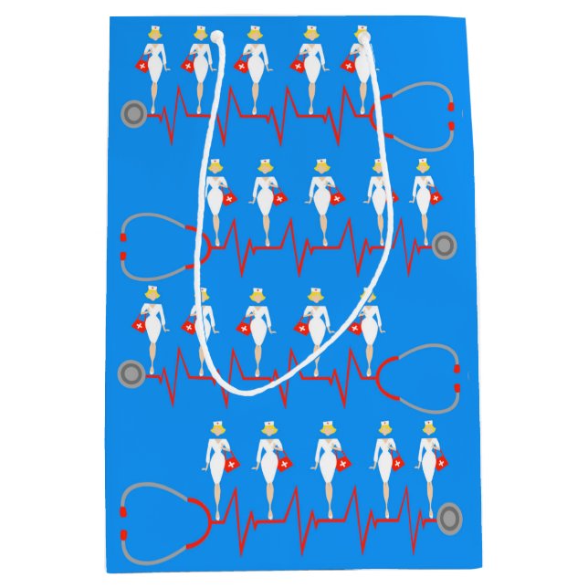 Mediana Bolsa de regalo para enfermeras retro (Anverso)