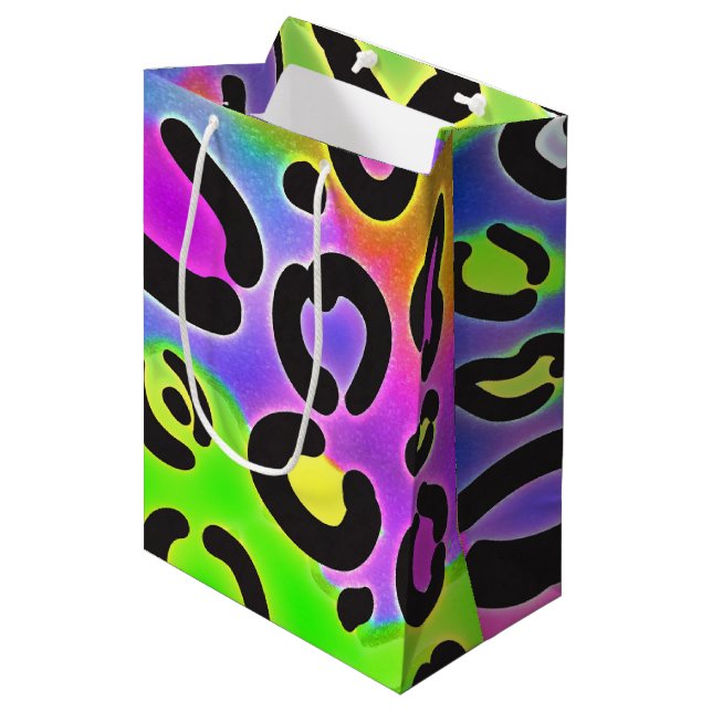 Mediana Bolsa de regalo para fiesta de cumpleaños con leop (Angulo Anverso)