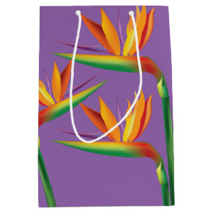 Mediana Bolsa de regalo para fiesta floral tropical Bird o