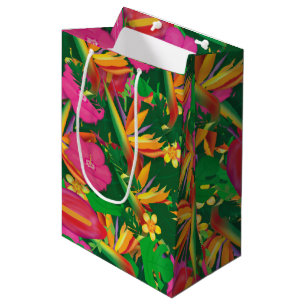 Mediana Bolsa de regalo para fiesta luau de hojas florales
