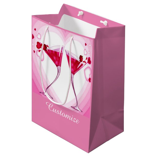 Mediana Bolsa de regalo para gafas de cóctel rosa (Angulo Anverso)