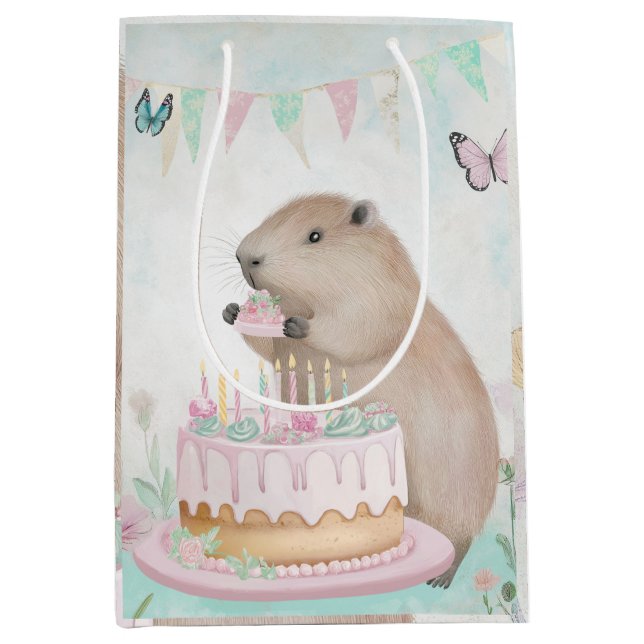 Mediana Bolsa de regalo para los niños del Capybara Cakefe (Anverso)