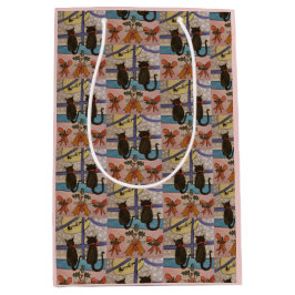 Mediana Bolsa de regalo para Navidades de gato negros