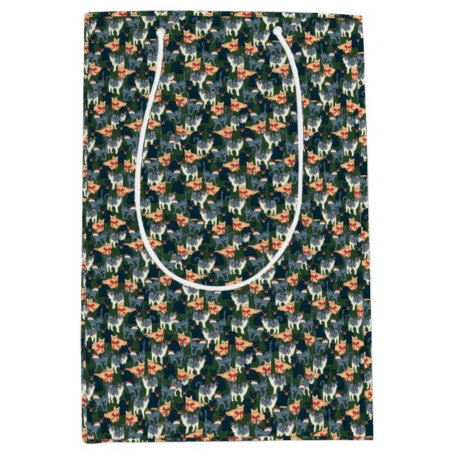 Mediana Bolsa de regalo para Navidades pequeños con gatos  (Anverso)