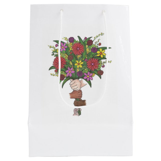 Mediana Bolsa de regalo para profesores con flores de mano (Reverso)