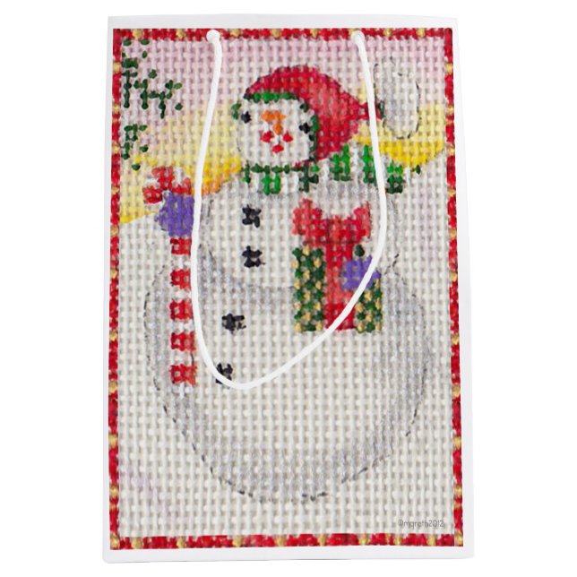 Mediana Bolsa de regalo para Snowman (Anverso)