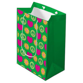 Mediana Bolsa de regalo Peace Love Daisies