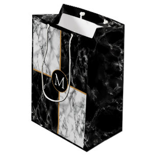 Mediana Bolsa de regalo personalizada con letras de mármol