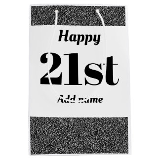 Mediana Bolsa de regalo personalizada de cumpleaños 21 de 