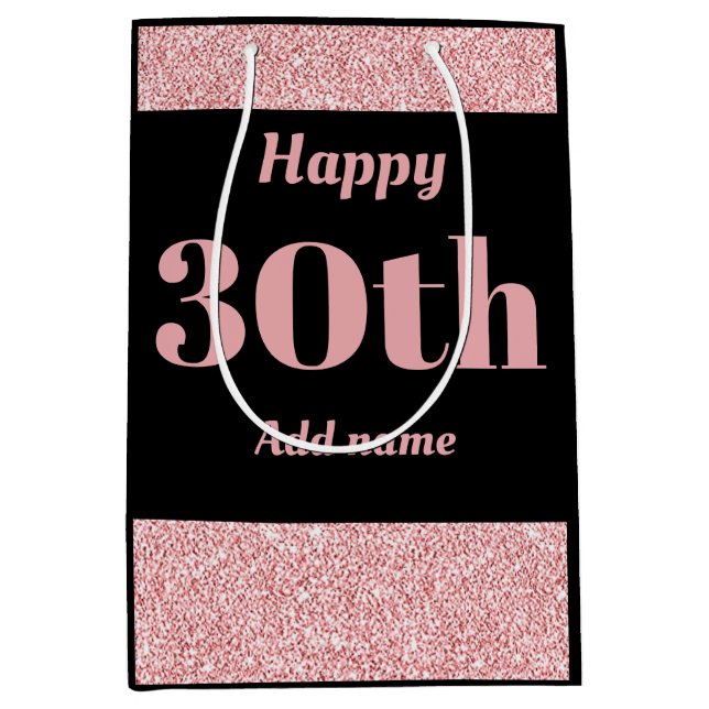 Mediana Bolsa de regalo personalizada de cumpleaños 30 de  (Anverso)