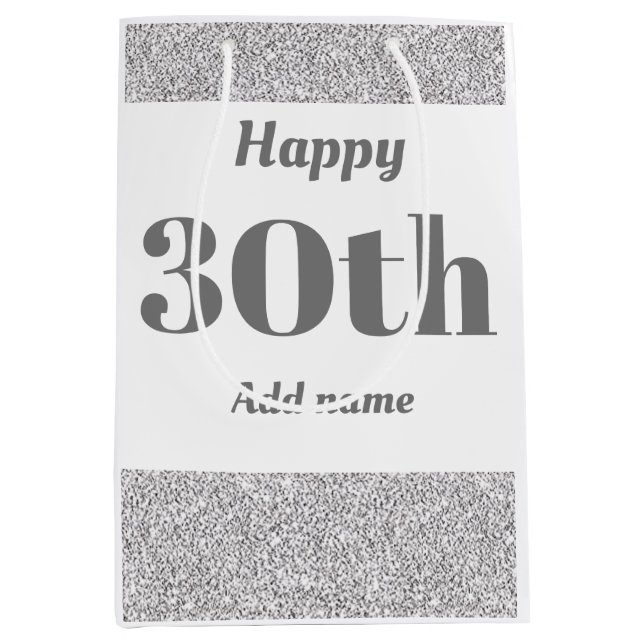 Mediana Bolsa de regalo personalizada de cumpleaños 30 de  (Anverso)