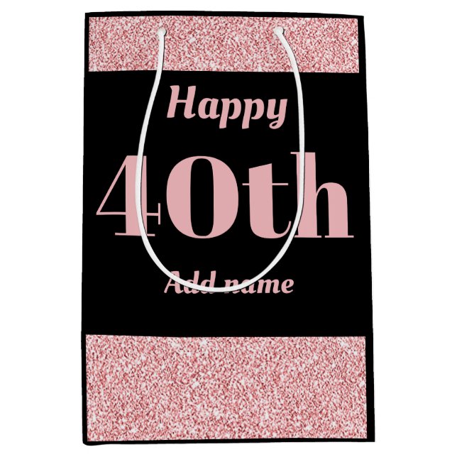 Mediana Bolsa de regalo personalizada de cumpleaños con es (Anverso)