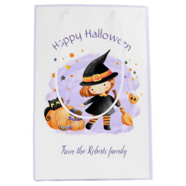 Mediana Bolsa de regalo personalizada de Cute Witch Happy 