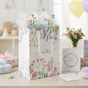 Mediana Bolsa de regalo personalizada de flores de primave