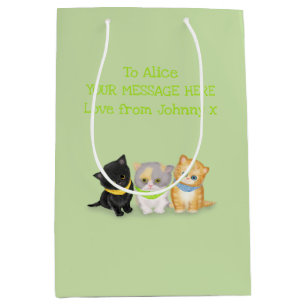 Mediana Bolsa de regalo personalizada de gatitos curados