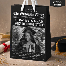 Mediana Bolsa de regalo personalizada, periódico de gradua