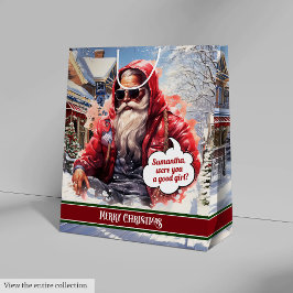 Mediana Bolsa de regalo personalizada Santa Claus genial F