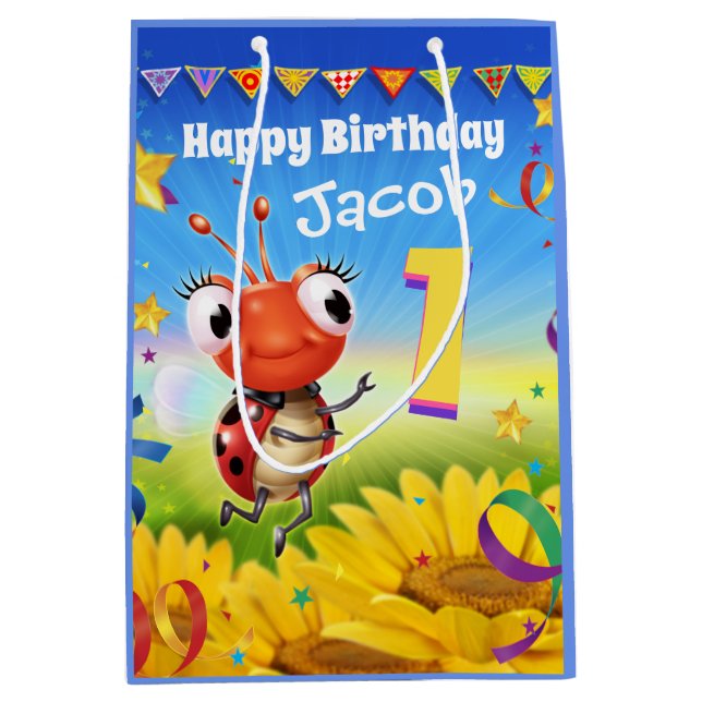 Mediana Bolsa de Regalo personalizado para el primer cumpl (Anverso)