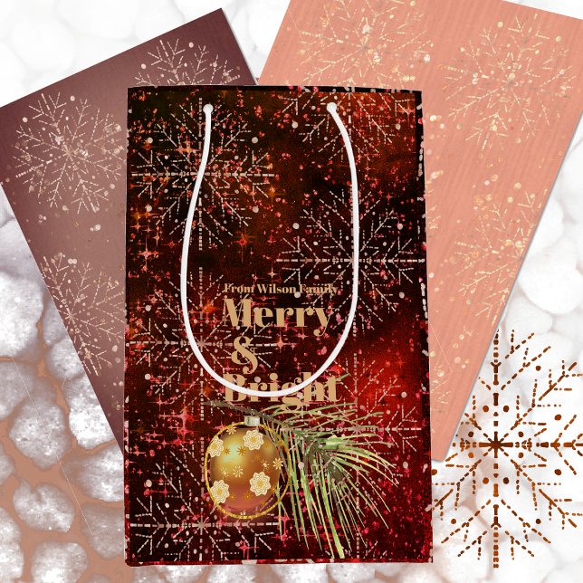 Mediana Bolsa de regalo roja para navidades con copos de n (Subido por el creador)