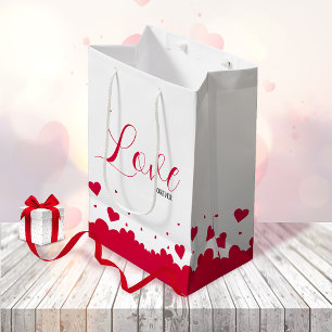 Mediana Bolsa de regalo Romance Red Hearts