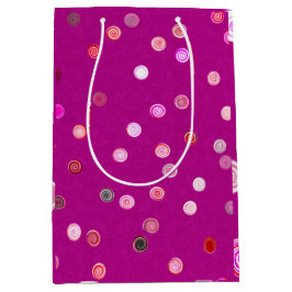 Mediana Bolsa de regalo rosa con espirales de lunares reto