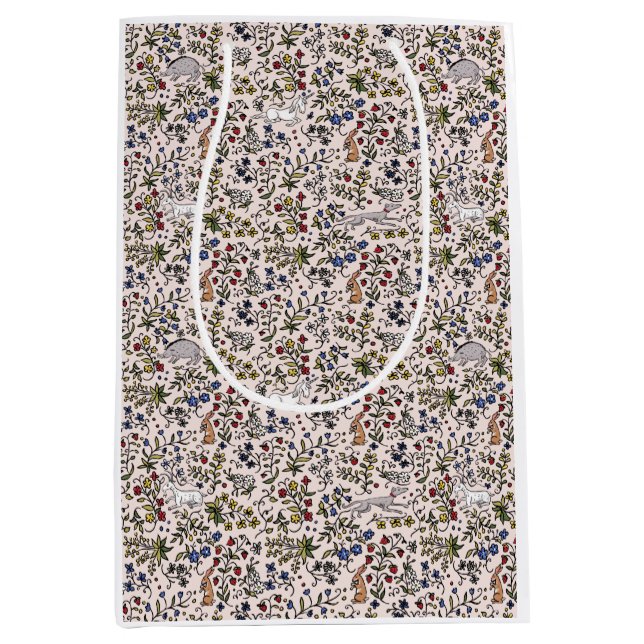 Mediana Bolsa de regalo rosa de los animales medievales (Anverso)