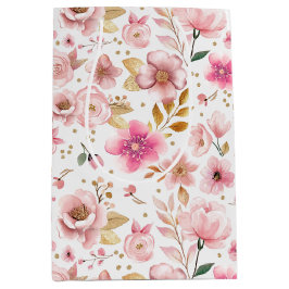 Mediana Bolsa de regalo Rubor Pink Floral Baby Shower